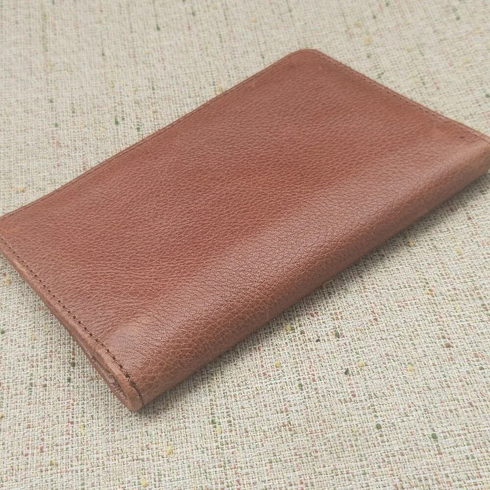Travel Passport Holder Card Holder Brown Real Genuine Leather Handmade Purse - Picture 3 of 11